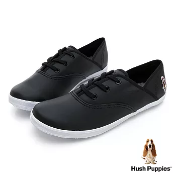 Hush Puppies 熱銷基本款★咖啡紗皮質休閒鞋US5.5黑色