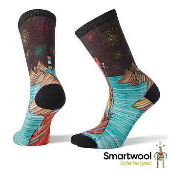 Smartwool 女 Print系列中長襪-Rainbow Mountain M黑色