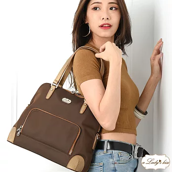 【a Lady &rsquo;s真皮】香頌OL雙色A4文件二用包(5色)香菇咖