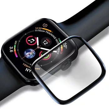 Baseus for Apple Watch Series 4全螢幕曲面玻璃貼-黑色-44mm