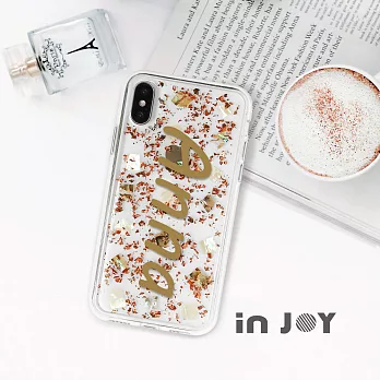 INJOYmall for iPhone 7+ / 8+ 客製化人名奢華天然貝殼金銀箔手機殼B / 玫瑰金箔