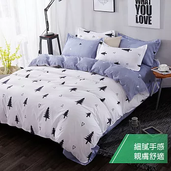 【eyah 宜雅】台灣製時尚品味100%超細雲絲絨雙人特大床包枕套3件組-雪國森林
