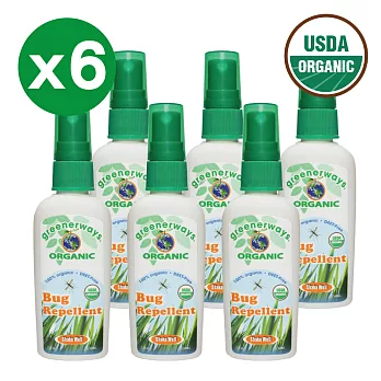 【福利品】Greenerways 植萃精油防蚊噴霧優惠6入組(60ml X 6)