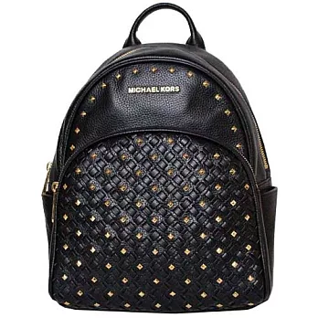 MICHAEL KORS 鉚釘皮革編織後背包-黑色（現貨+預購）黑色