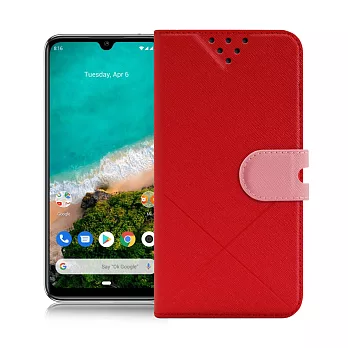 NISDA for 小米 Xiaomi A3 風格磨砂側翻支架皮套紅