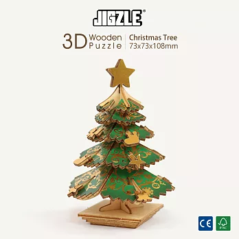 JIGZLE ® 3D-木拼圖-彩色聖誕樹