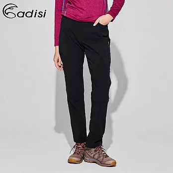 ADISI 女四面彈撥水耐磨拼接長褲AP1991041 (S-2XL) (四向彈性、防潑水、磨毛)S黑/黑