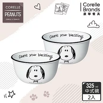 【美國康寧 CORELLE】SNOOPY 經典語錄2件式餐碗組-B01