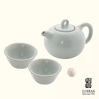 【陸寶LOHAS】汝窯藏器 自在茶器組 瑪瑙入釉 重現宋汝之美  一壺兩杯     圓珠壺