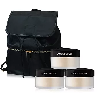 laura mercier蘿拉蜜思 煥顏透明蜜粉(29g)X3+原廠黑色後背包-國際航空版