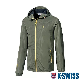 K-SWISS Fleece Jacket刷毛防風外套-男 XL 軍綠