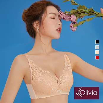 【Olivia】無鋼圈超薄透舒蕾絲內衣- 34/75C 膚色