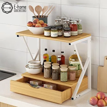 E-home K型廚房抽屜電器收納置物架-兩色可選原木色