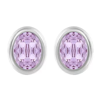 SWAROVSKI施華洛世奇 圓形簡約水鑽針式耳環-紫