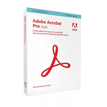 Adobe Acrobat Pro 2020 中文商業盒裝完整版(Windows and macOS 永久授權版)-僅支援Win10