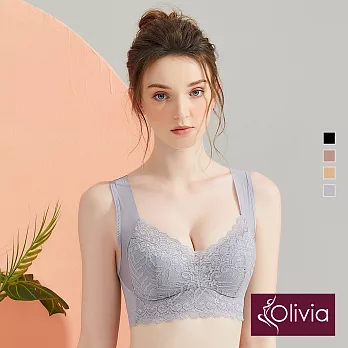 【Olivia】無鋼圈V型包覆美背內衣-L灰色