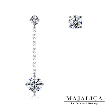 Majalica 925純銀耳環 單鑽 十字 四抓 三角 垂墜式 不對稱 淑女耳環 一對價格 PF9001(四款任選) 9001