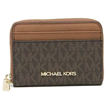 MICHAEL KORS 拼接皮革拉鍊零錢/卡片包 咖啡駝