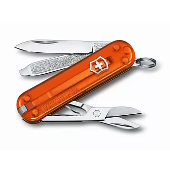 VICTORINOX 瑞士維氏7用盒裝瑞士刀 透明橘