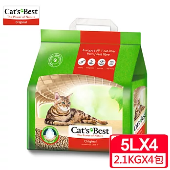 【Cat’s Best 凱優】紅標-經典凝結木屑砂-5Lx4包