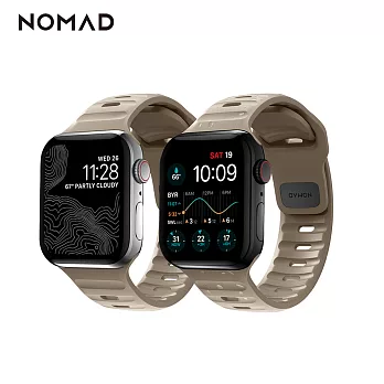 美國NOMAD Apple Watch專用運動風FKM橡膠錶帶-44/42mm- 沙棕