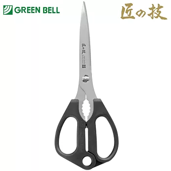 日本製GREEN BELL匠之技可拆式10cm不鏽鋼刀刃長廚房剪刀G-2033(多功能:切豆腐/開瓶蓋;附掛洞)料理剪刀食物剪刀