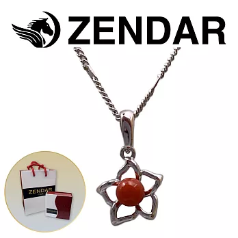 【ZENDAR】頂級天然沙丁紅珊瑚圓珠3.5-4mm銀色項鍊 KARMA (220248-23)