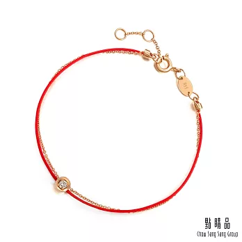 【點睛品】PROMESSA 同心 18K玫瑰金鑽石紅繩手鍊 17 18K玫瑰金