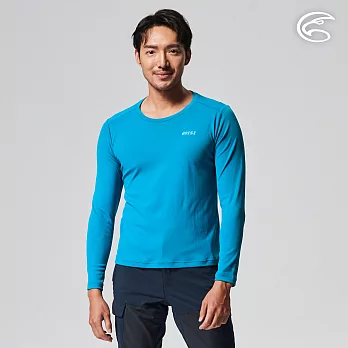 ADISI 男UPF50+圖騰防曬抑菌長袖排汗衣AL2211027 (S-2XL) / 吸濕排汗 彈性 抗紫外線 大和抗菌 防臭加工 M 蔚藍