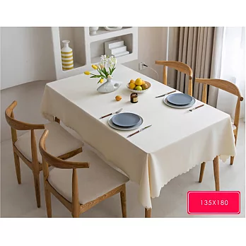 【巴芙洛】純色棉麻防水防油桌布-135X180cm 棉麻奶白色