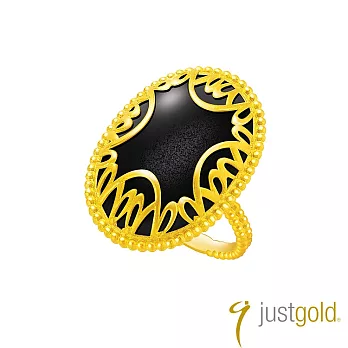 【Just Gold 鎮金店】黑金閃曜系列純金戒指(港圍) 15 黃金