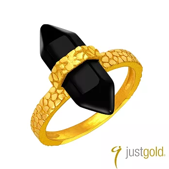 【Just Gold 鎮金店】Mystery神秘魔力系列 黃金戒指-黑瑪瑙(港圍) 9 黃金