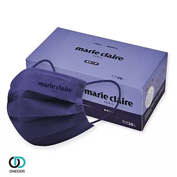 【ONEDER旺達棉品】Marie Claire 美麗佳人一般醫療口罩(30入組) 平面醫療口罩 MC-BZ004 紳士藍(成人)