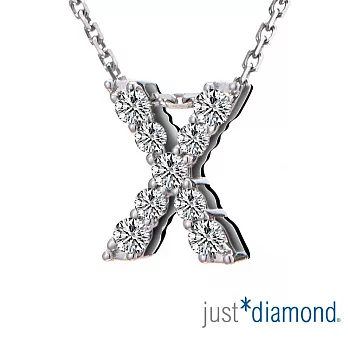 【Just Diamond】Love Words字母系列 18K金鑽石墜子-X(不含鍊)