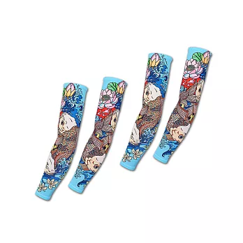 (2袋超值組)生活良品-抗UV冰絲涼感透氣仿紋身鯉魚圖騰印花男女防曬袖套1雙/袋