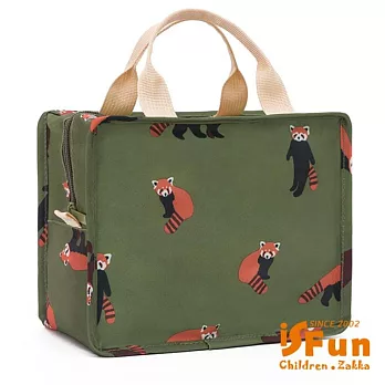 【iSFun】童話夢遊＊鋪棉保溫保冷方型便當袋  綠浣熊