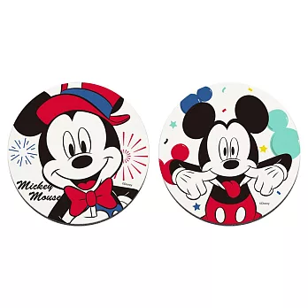 【Disney 迪士尼】軟式珪藻土吸水杯墊 派對系列 (2入/組) (10*10*0.5cm) 繽紛米奇-圓