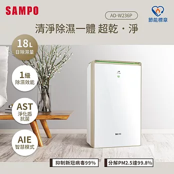 SAMPO聲寶 18L PICO PURE+HEPA多重清淨除濕機 AD-W236P