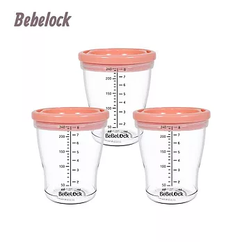 韓國BeBeLock 防漏儲存杯(3入/240ml) 蜜桃粉(240ml)