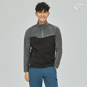 ADISI 男雙搖剪保暖半門襟上衣AL2221017 (M-2XL)｜刷毛 抗靜電 吸濕快乾 輕量 機能 休閒 M 玄武灰