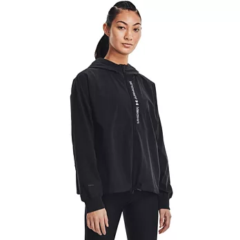 Under Armour  女 Woven 連帽外套-黑-1369889-002 L 黑色