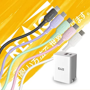 【REAICE】PD33W充電頭+Type-C to Type-C 親膚充電線 充電套組(快充套組) 雪花白