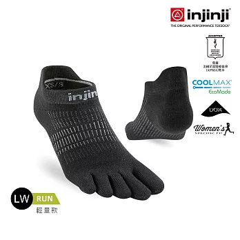 injinji 女 Run輕量吸排五趾隱形襪NX M-L 黑色