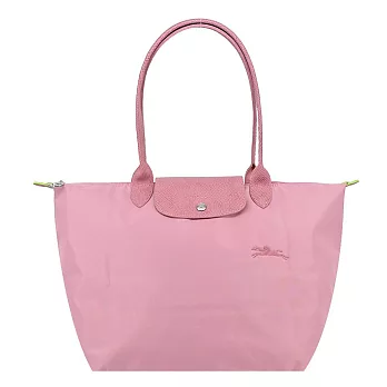 LONGCHAMP LE PLIAGE GREEN系列刺繡長把再生尼龍摺疊水餃包(大) 花瓣粉