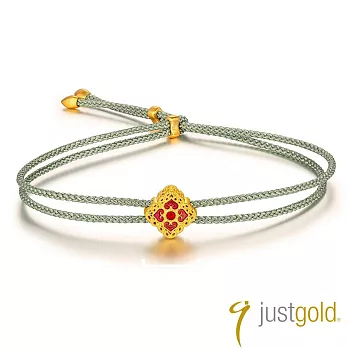 【Just Gold 鎮金店】花蔓手繩-妃紅釉色