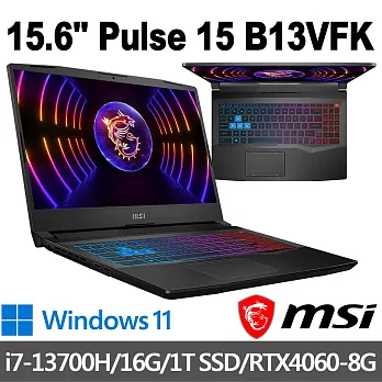 msi微星 Pulse 15 B13VFK-449TW 15.6吋 電競筆電 (i7-13700H/16G/1T SSD/RTX4060-8G/Win11)