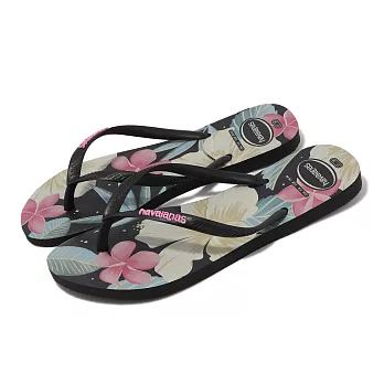 Havaianas 拖鞋 Slim Floral Flip Flops 女鞋 黑 粉 花卉 夾腳拖 人字拖 哈瓦仕 41298481191W