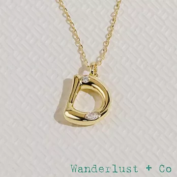 Wanderlust+Co 澳洲品牌 鑲鑽立體氣球字母項鍊 金色字母D項鍊 Alphabet Bubble