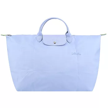 LONGCHAMP LE PLIAGE GREEN系列刺繡短把再生尼龍摺疊旅行袋(小) 天澄