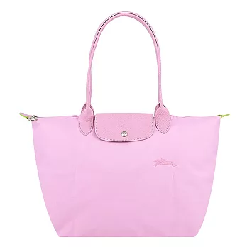 LONGCHAMP LE PLIAGE GREEN系列刺繡長把再生尼龍摺疊水餃包(大) 粉紅